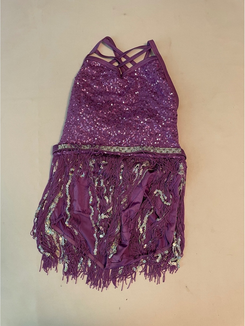Weissman Purple Sequin and Fringe Dance Costume XLC